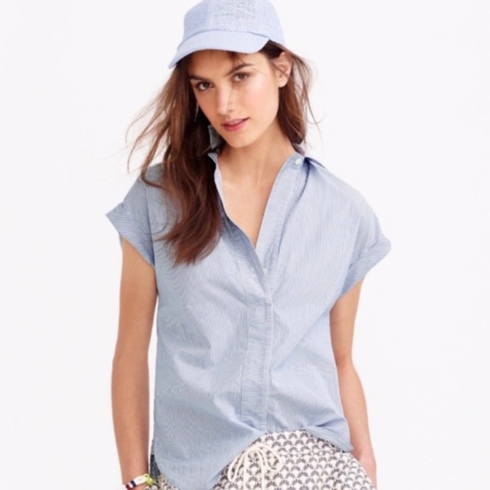 New J. Crew Striped Short-sleeve Popover
